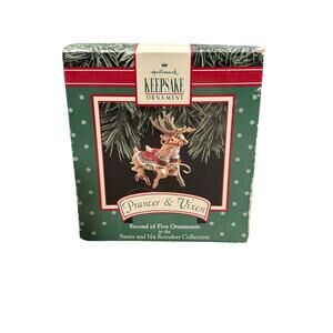 Vintage 90s Hallmark Keepsake Prancer & Vixen Ornament Second Of Five Boxed